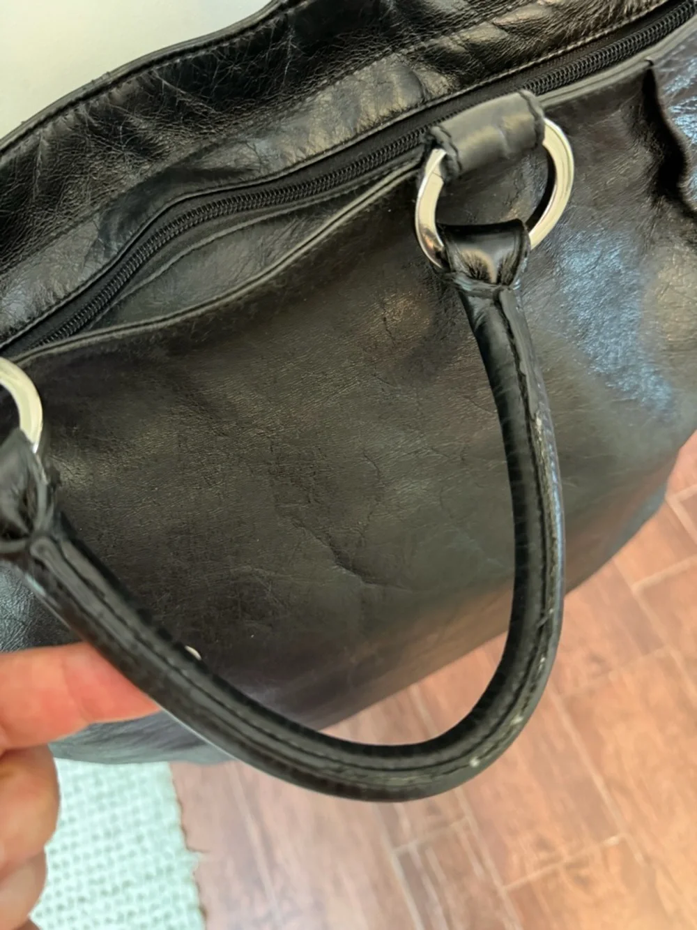 HOBO International Vintage Large Black Tote Leather Purse Bag